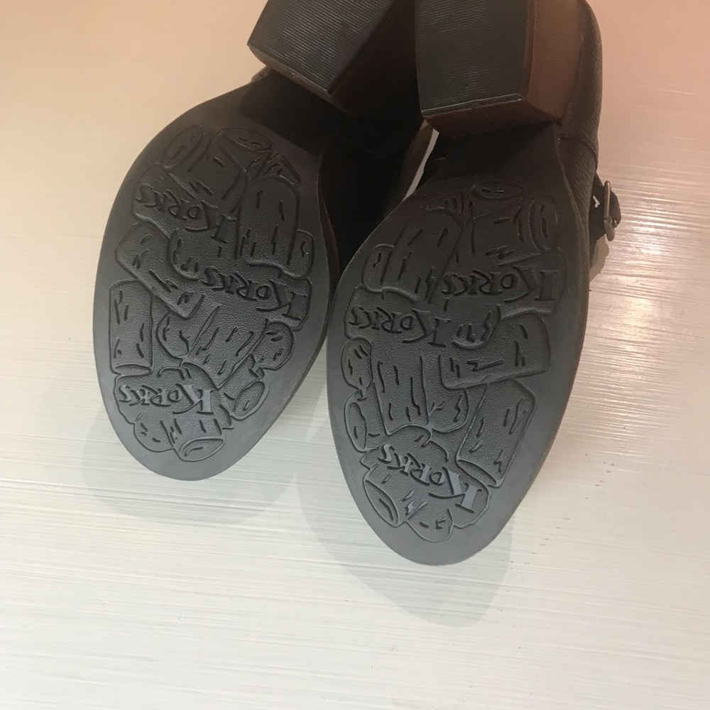 Korks women brown leather wedge heel NWB size 8 - Picture 4 of 8